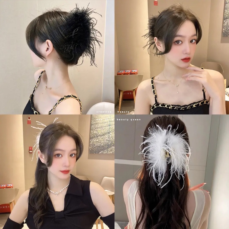 (Hello Girl) F195 Jepit Rambut Wanita Motif Bulu Bulu Panjang Gaya Unik Import