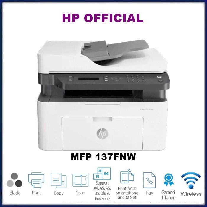 Jual Printer Hp Laserjet Mfp 137Fnw Printer Wireless All In One Laser