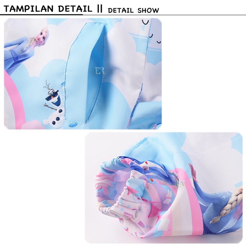 LNR Shop Jaket Anak Perempuan Motif Frozen Elsa Lengan Panjang Dengan Topi Import Terbaru Sweater Outerwear Outer Hoodie Mantel Resleting Mantel Bertudung Bahan Parasut Halus Baby Coats Girls