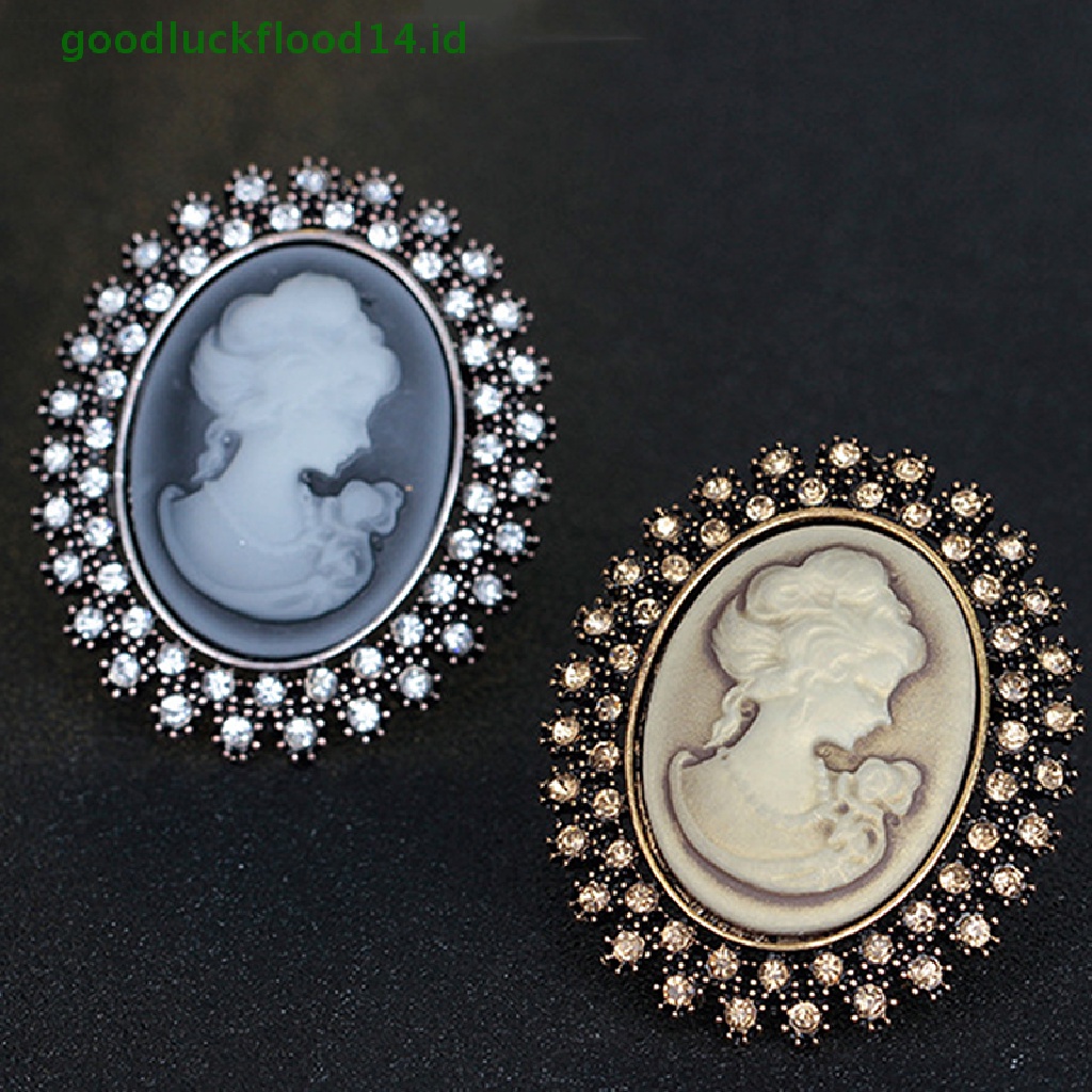 [GOOGFOUR] Vintage Cameo Victoria Gaya Kristal Pesta Pernikahan Wanita Liontin Bros Pin [TOP]