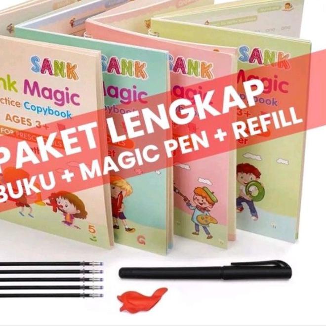 

OD0✰ Sank Magic Book Alfabet 1 Set isi 4 Buku Pulpen Refill Buku Latihan Belajar Menulis TK PAUD ORIGINAL Recommended