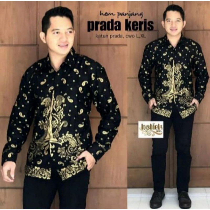 Baju batik pria Batik lengan panjang Batik prada kemaja batik kantor seragam batik batik win 21