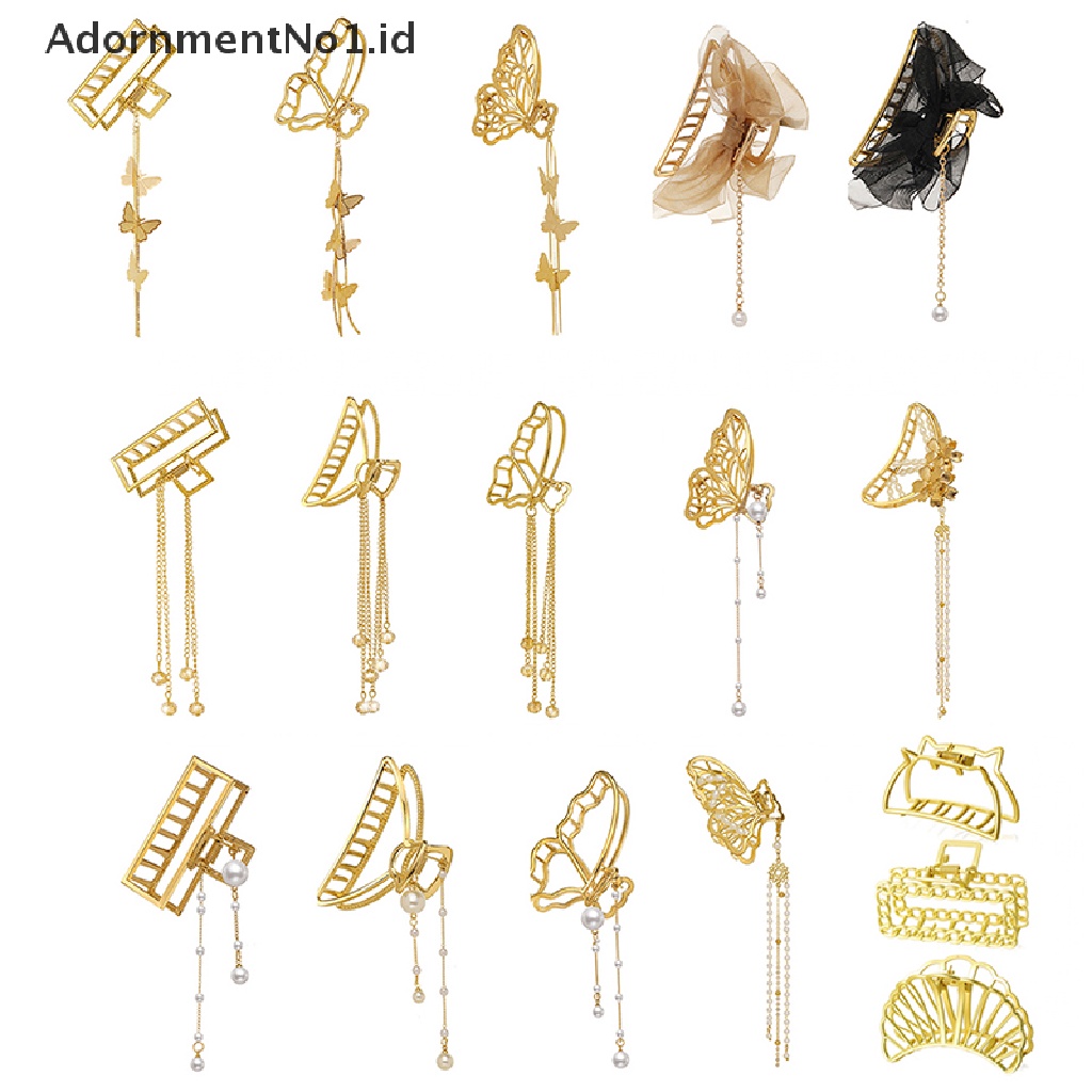 [AdornmentNo1] 27jepit Rambut Emas Pin Rambut Non-Slip Pegang Kuat Hair Claw Clips Untuk Wanita Perempuan [ID]