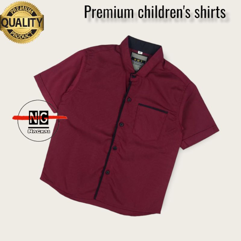 NAGHAI-Kemeja Pendek Anak Laki-Laki Kemeja Pendek Polos Anak Umur 1-10Tahun Kemeja Pendek Anak Bahan Cutton Warna Polos