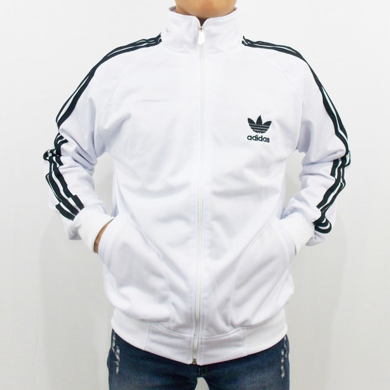 JAKET ADIDAS FIRE BIRD PUTIH LIST HITAM - JAKET ADIDAS FIREBIRD - JAKET OLAH RAGA PRIA - TRAINING Te