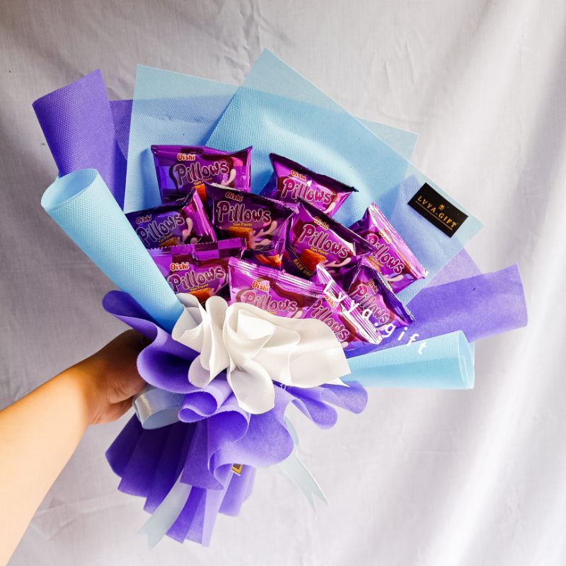 (GS 0003) Lvya.gift Buket snack murah tema biru | Buket biru | Snack bouquet | Buket snack affordable | Buket snack wisuda | Buket snack biru
