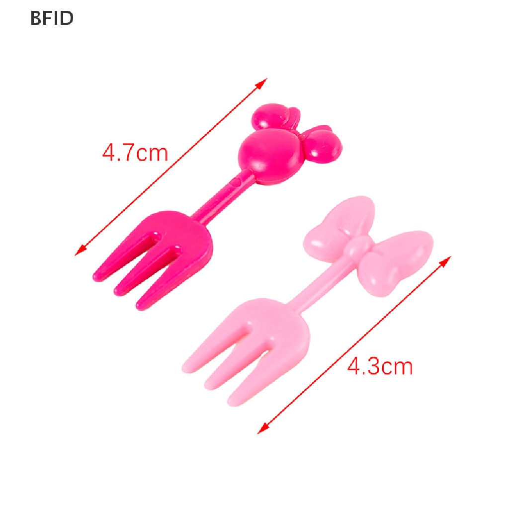 [BFID] 10pcs Mini Kartun Garpu Buah Anak Snack Kue Dessert Tusuk Gigi Bento Makan Siang Dekorasi Pesta Fruit Fork [ID]