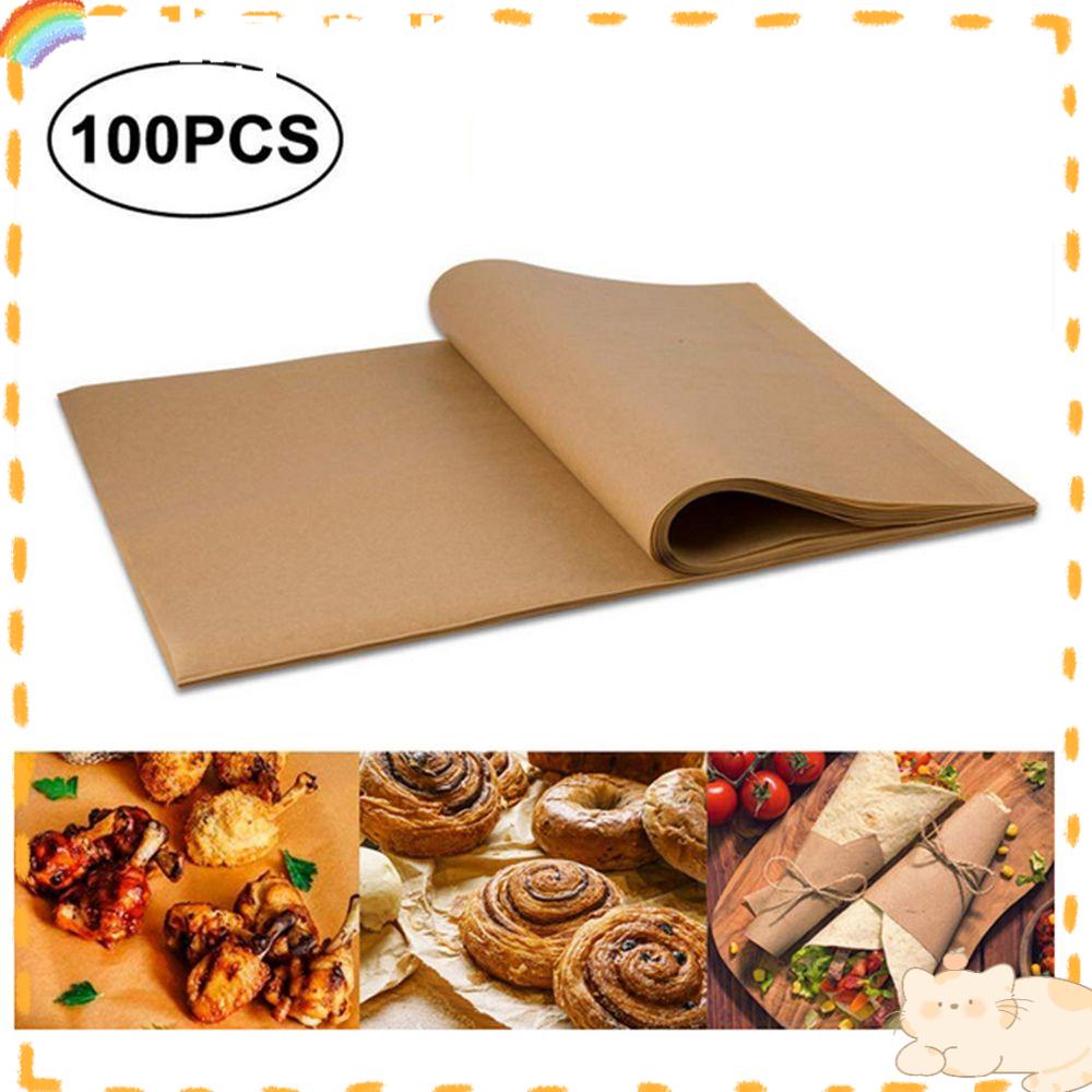 Solighter 100Sheet Kertas Roti Lembaran Candy Oven Pad Tray Paper Alas Baking Kue Kertas Minyak Silikon