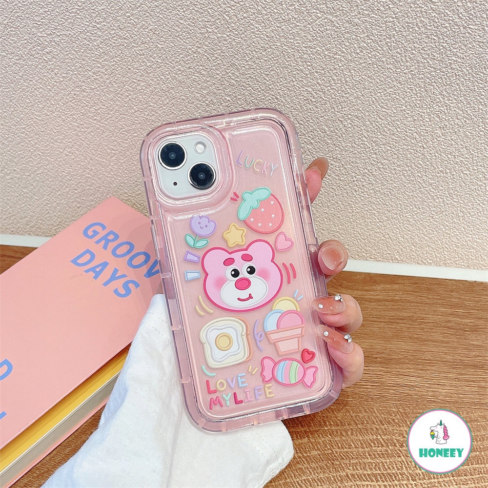 Soft Case TPU Transparan Anti Ketukan Motif Strawberry Untuk IPhone 14 13 12 11 Pro Max