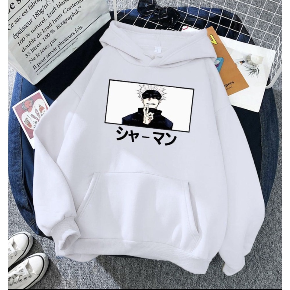 JPN Satoru Gojo Sweater Hoodie Trendy II JPN Satoru Gojo anime Jumper Hoodie II Sweter Oblong Topi Sz M - XL ( Pria &amp; Wanita / Anak &amp; Dewasa )