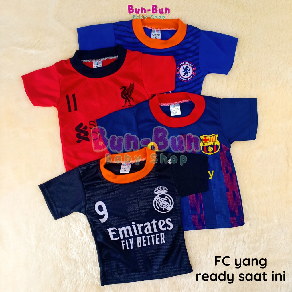 Setelan Baju Bola Bayi Lengan Pendek Jersey Football Club Baby New Born Perlengkapan Baru Lahir Fashion Peralatan Anak Futsal Murah