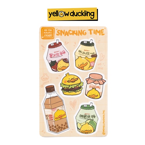 

STICKERS - SNACKING TIME EDITION STICKER SET - STIKER MAKANAN RINGAN - YELLOW DUCKLING HANDDRAWN JAJAN MINIMARKET MR ITIK - LIMITED EDITION - JURNAL STUDYGRAM DOFF MATTE FINISH WATERPROOF