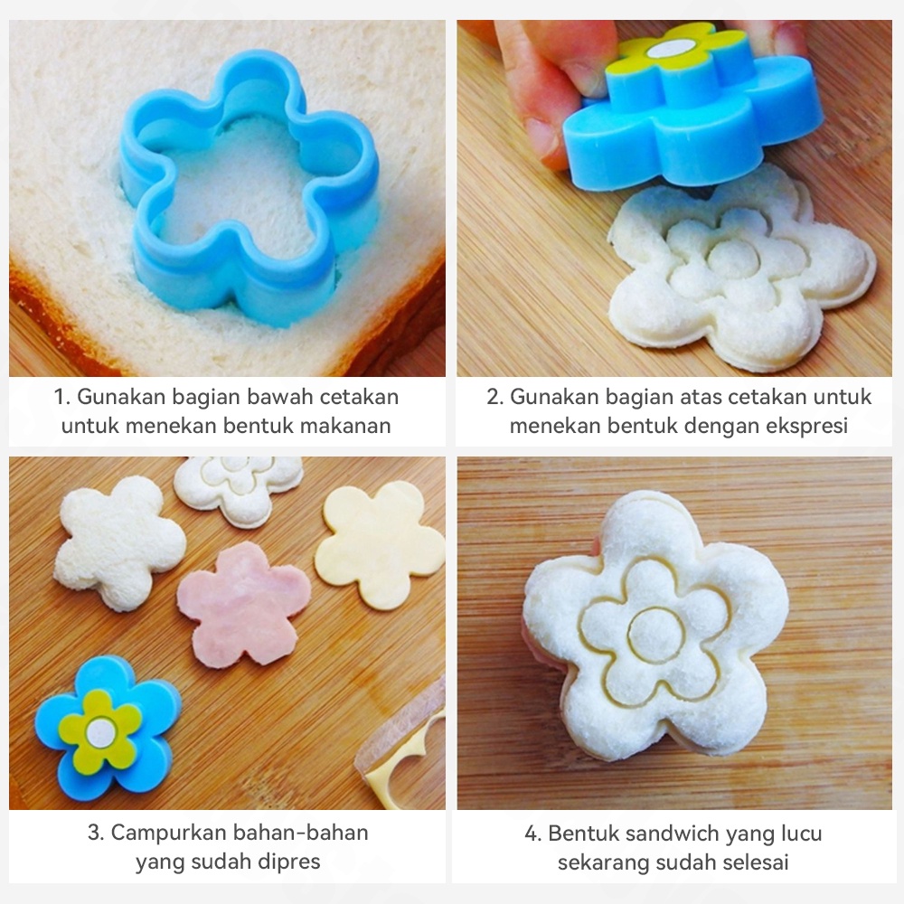 Halo Baby 3pcs Cetakan Pemotong Roti Sandwich/Cetakan Pemotong Makanan Bento Bentuk Kelinci