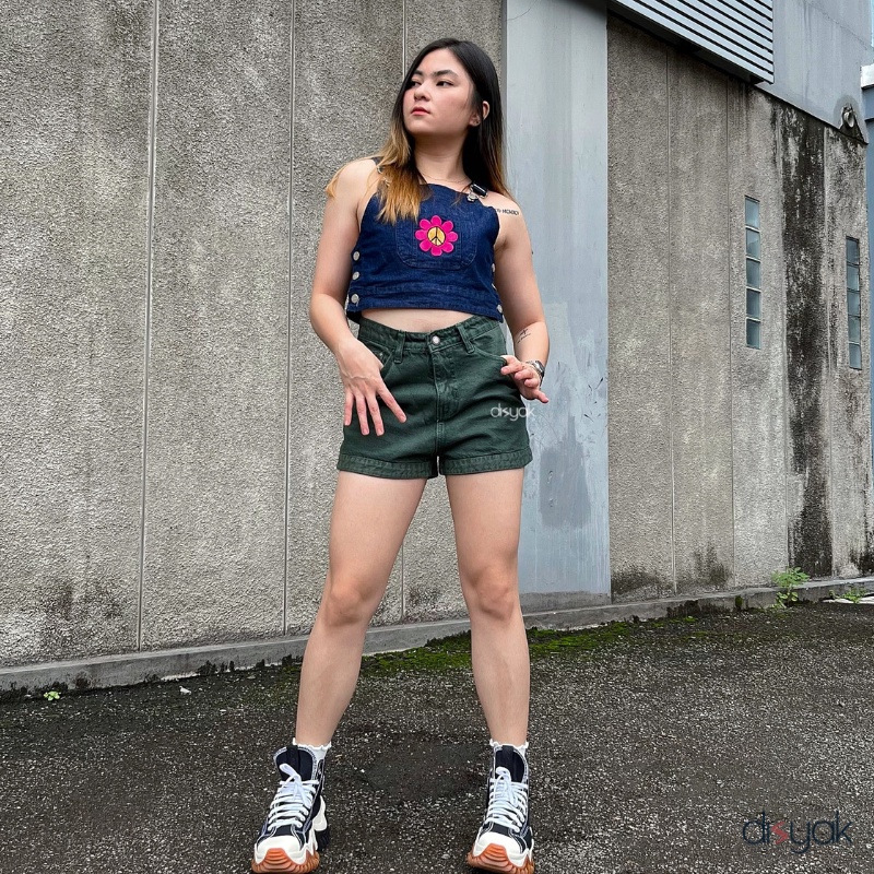 DISYAK - Hotpants Jeans Lipat Kaki Army Green 1054-2054