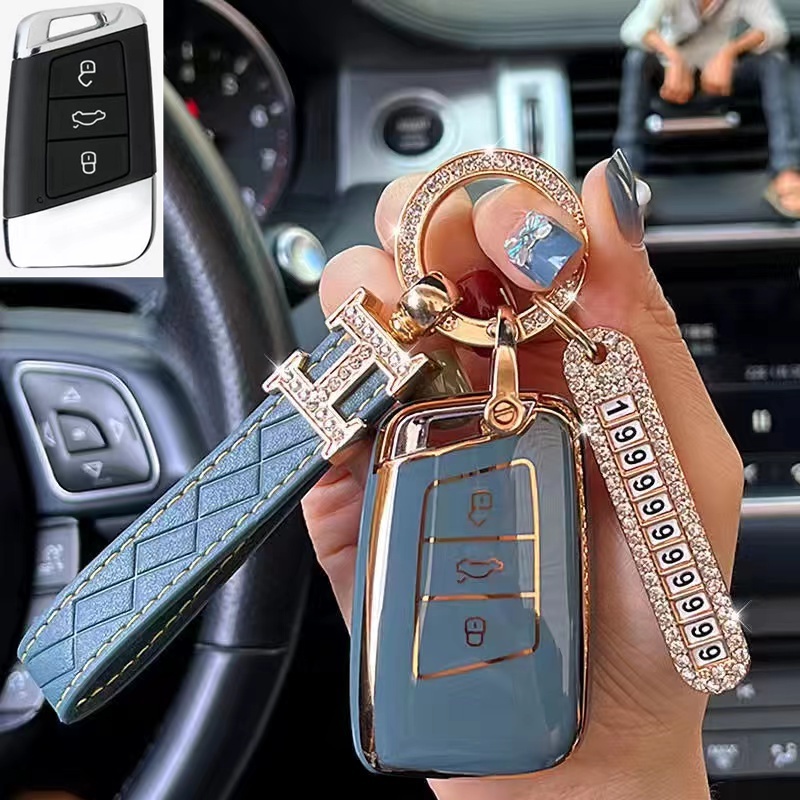 Untuk Volkswagen Case Kunci Mobil Cover Golf7 MK7 Tiguan MK2 Ateca Leon Fr2 Ibiza Skoda Octavia Remote Key Protector Holder Shell Fob