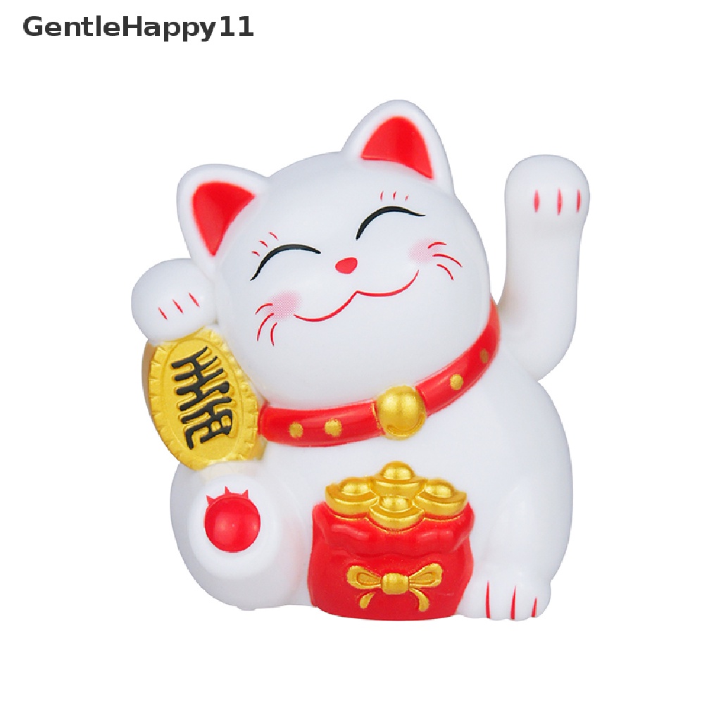 Gentlehappy 1Pc Hiasan Kucing Keberuntungan Mini Solar Otomatis Melambai Dekorasi Mobil Lucky Cat id