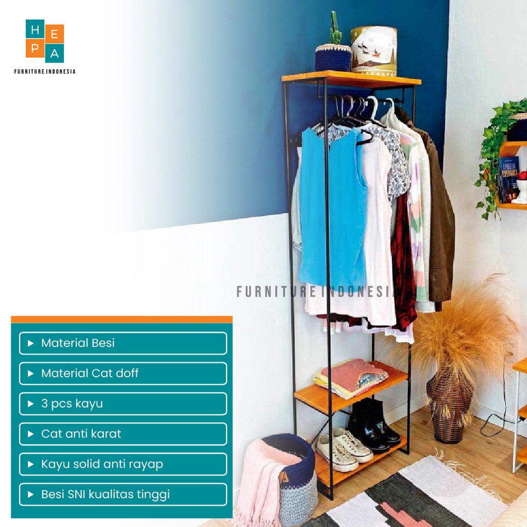 Kabinet Lemari Gantung Gamis Dan Rak Serbaguna Kayu Tempat Penyimpanan Barang Minimalis By Hepa Furn