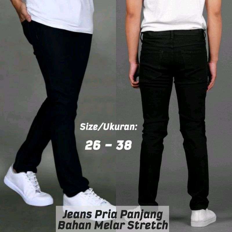 Celana Jeans Pensil Pria Slim Fit Bahan Denim Melar