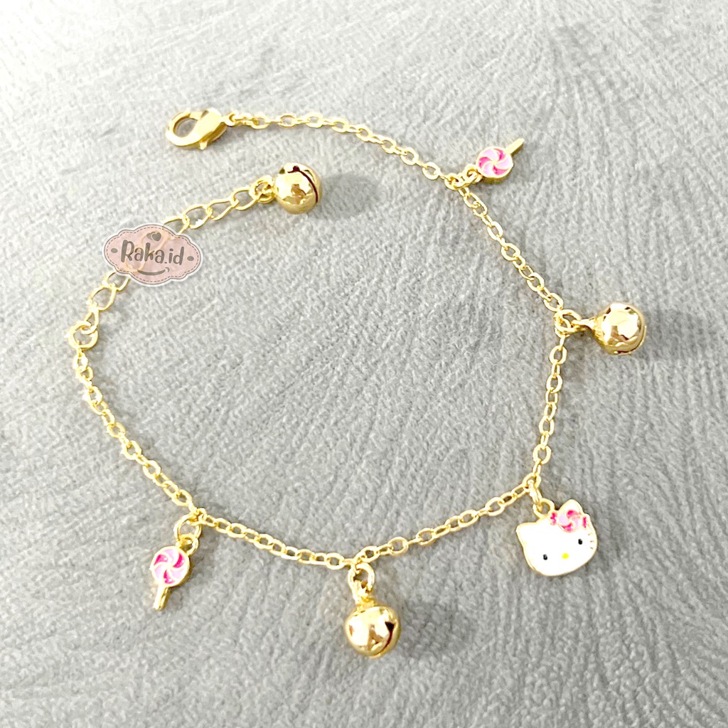 Gelang Anak Perempuan Gelang Tangan Anak Rantai Motif Kitty Pita Bunga Lolipop Perhiasan Anak 1224