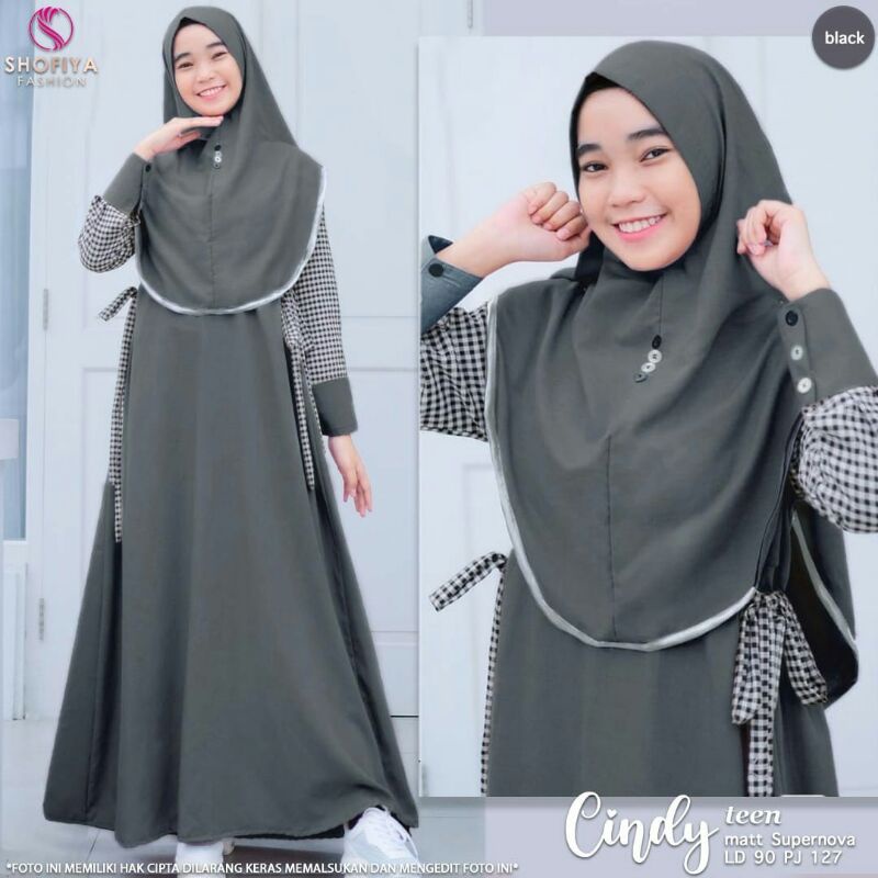 Baju Remaja Perempuan Bahan Crinkle AirFlow Set Khimar Cindy Teen Kids By Shofiya Setelan Anak Perempuan