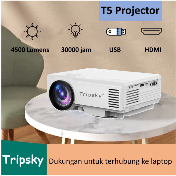 Unik Proyektor 1080p Full HD T3-Airplay Same Screen 5500 Lumens Projector - T5 Berkualitas