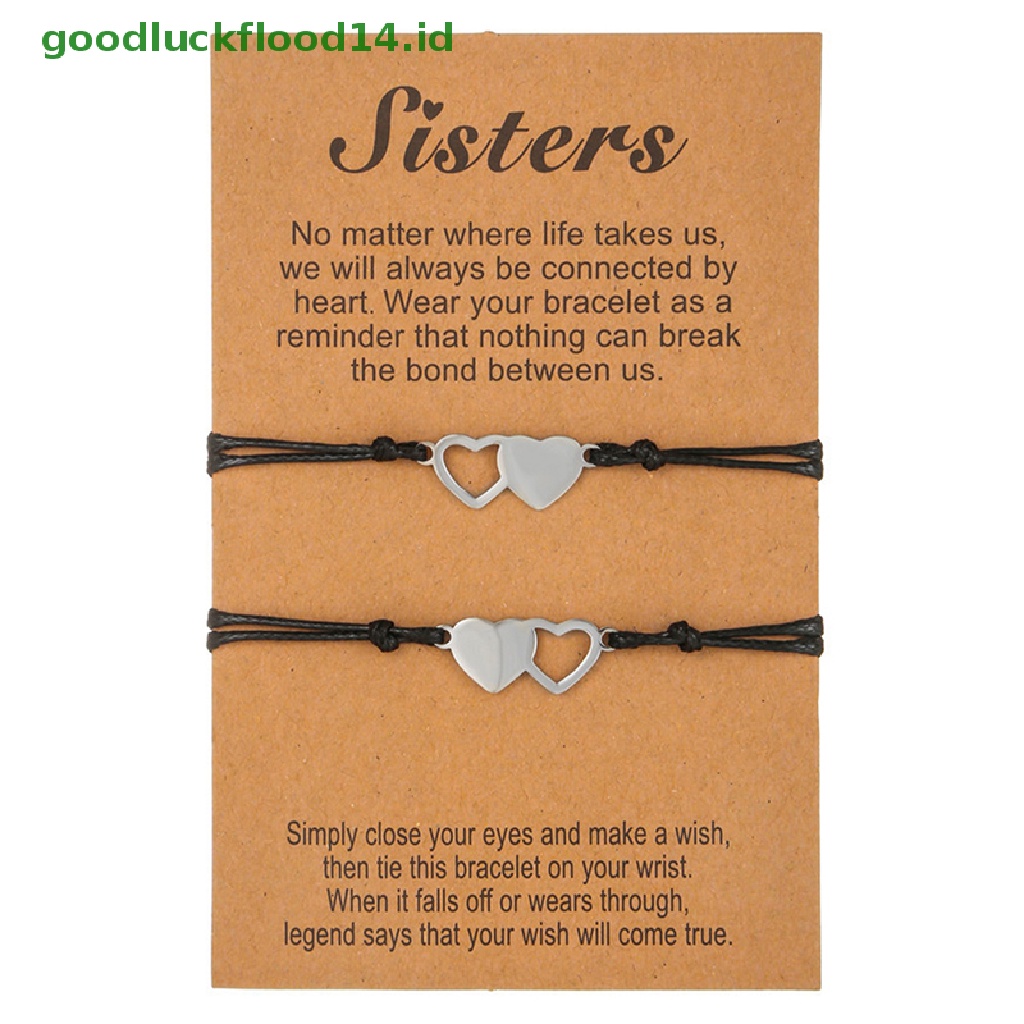 [GOOGFOUR] 3pcs Gelang Kartu Sister Hati Senada/Gelang Charm Braided Handmade Stainless Steel Bangle/Hadiah Perhiasan Persahabatan Untuk Gadis Wanita [TOP]