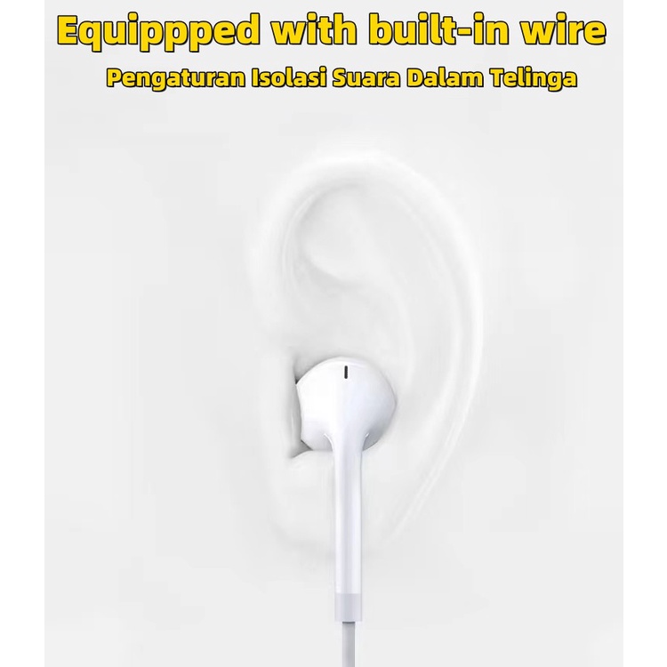 (COD)Suitable for Apple original earphones iPhone7-14pro in ear remote earphones 3.5mm/lightning Seri apel