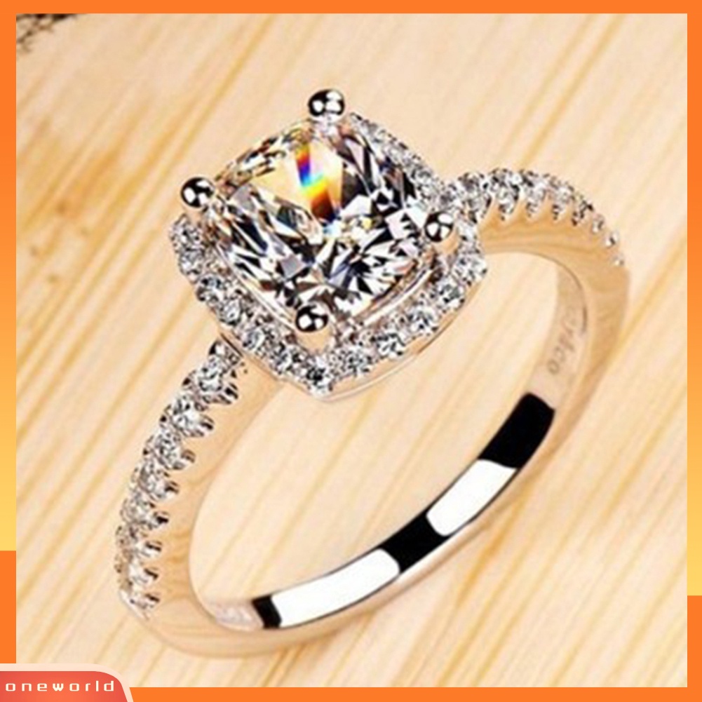 {oneworld} Fashion Lady Cubic Zirconia Bertatahkan Jari Cincin Pernikahan Pertunangan Perhiasan Hadiah