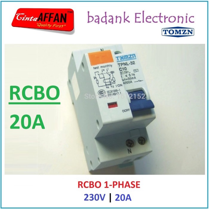 

RCBO AC C20 20A 230V 1P+N Residual Current Operated Circuit Breaker NAI27