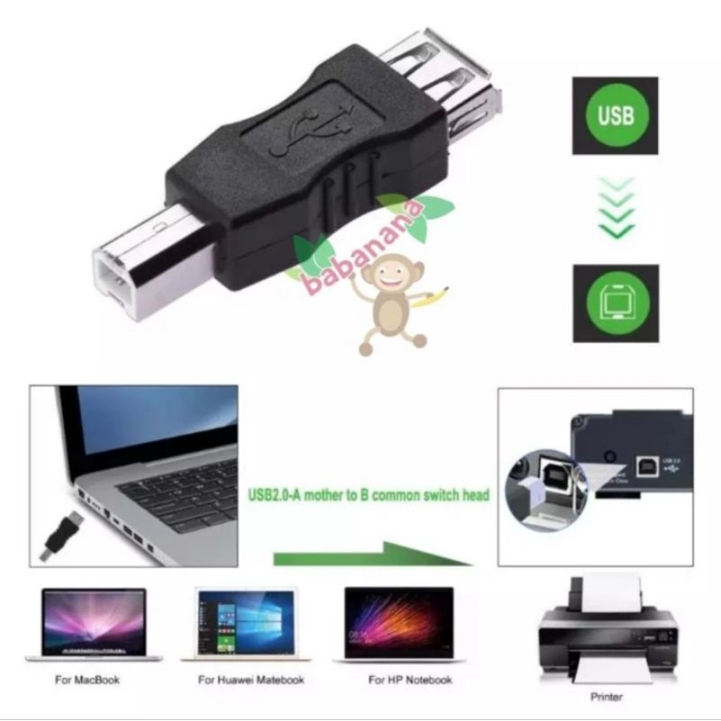 USB Type A to Type B Adapter Converter Printer Scanner Port Colokan