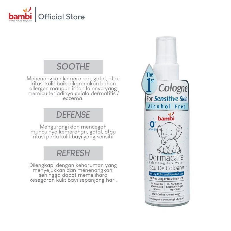 Bambi Dermacare Refreshing Pure Water Eau De Cologne 100 ml