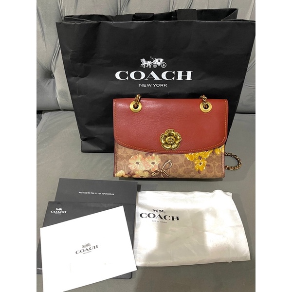 preloved coach parker sign tan rust multi butik indo