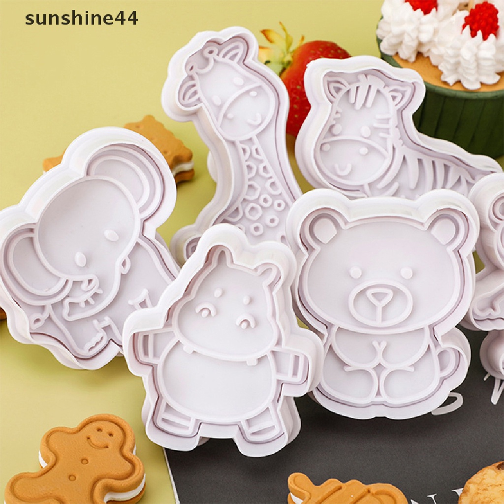 Sunshine 4Pc Kartun Hewan Cookie Cutter Emboss Biskuit Cetakan Alat Baking Untuk Anak-Anak.