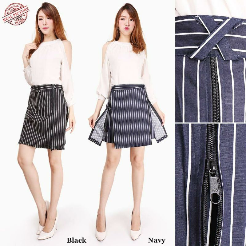 SB Collection Celana Rok Eviatul Pendek Hotpant Salur Jumbo Wanita