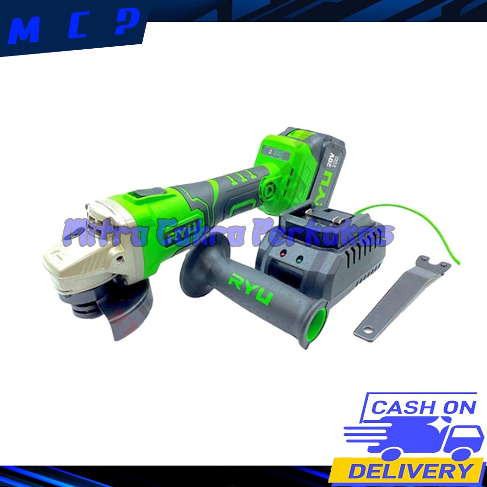 Mesin Gerinda Cordless grinder RYU RCG 20V - mesin gerinda baterai, variable speed 0-8500rpm PALING LARIS