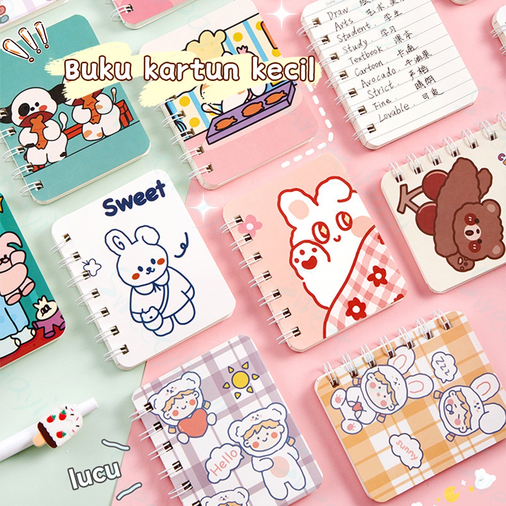 SweetyBayi Buku catatan kartun Notebook ring motif Buku catatan ring Memo ring A7