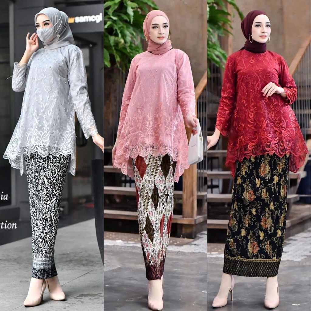 Setelan Kebaya Modern RInjani Tulle / Rinjani TIlle / Azkia Tulle Aneka Pilihan Warna Cantik