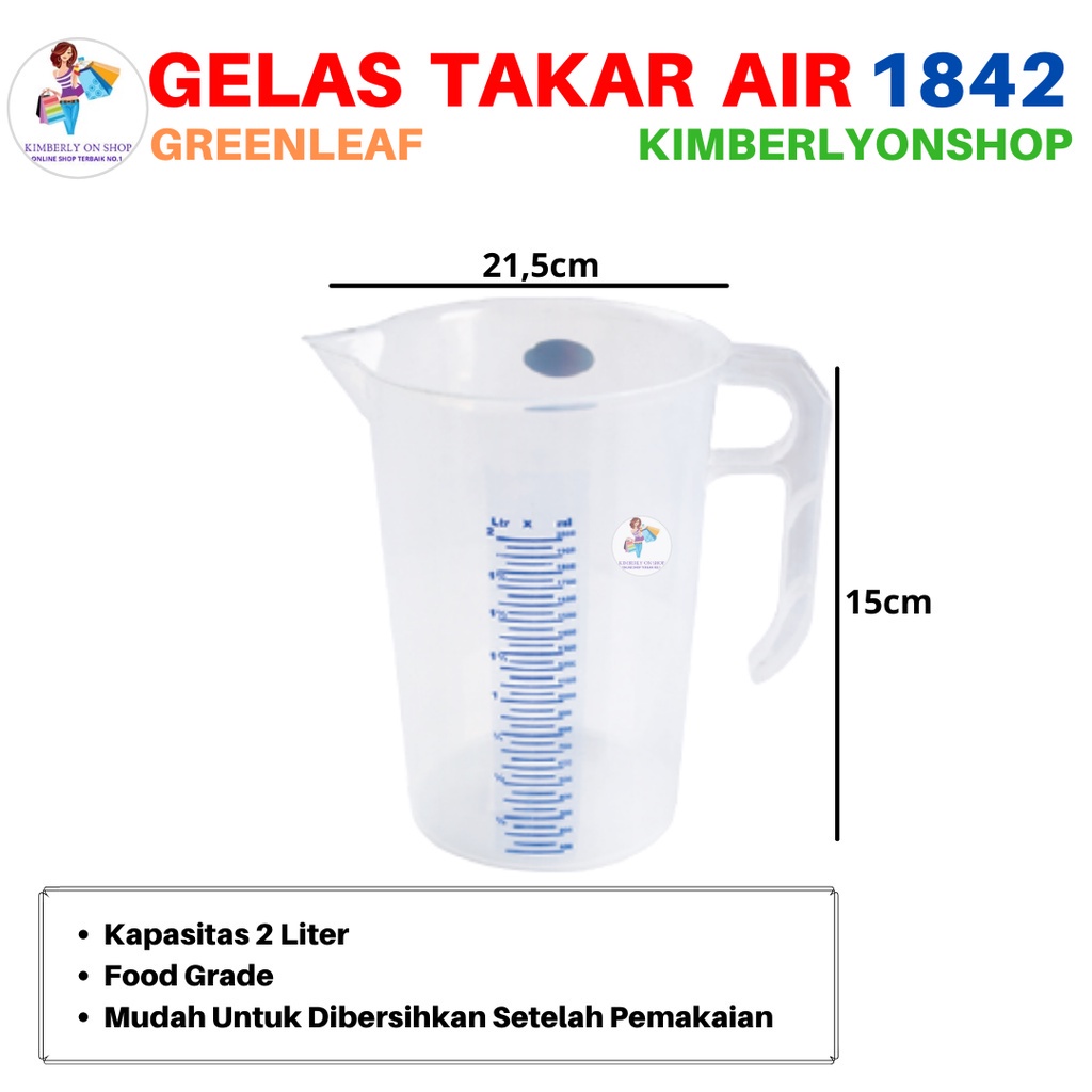 Gelas Ukur / Takar Plastik Genji 2 Liter 1842 Green Leaf