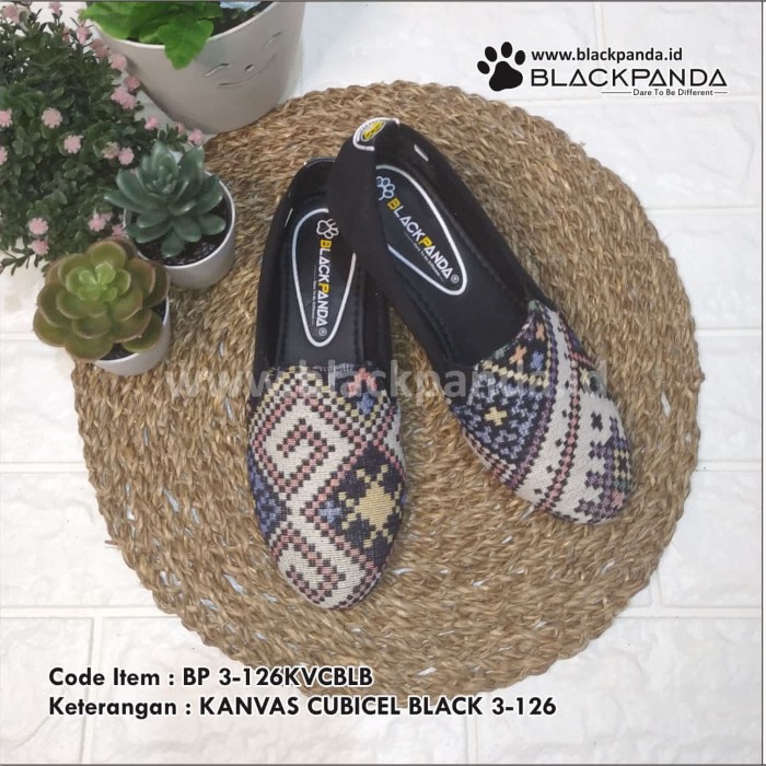 Flatshoes Flat Shoes/Black Panda/Produk pilihan/Kwalitas Premium/Kanvas Cubical - Hitam, 37(J9V9) Se