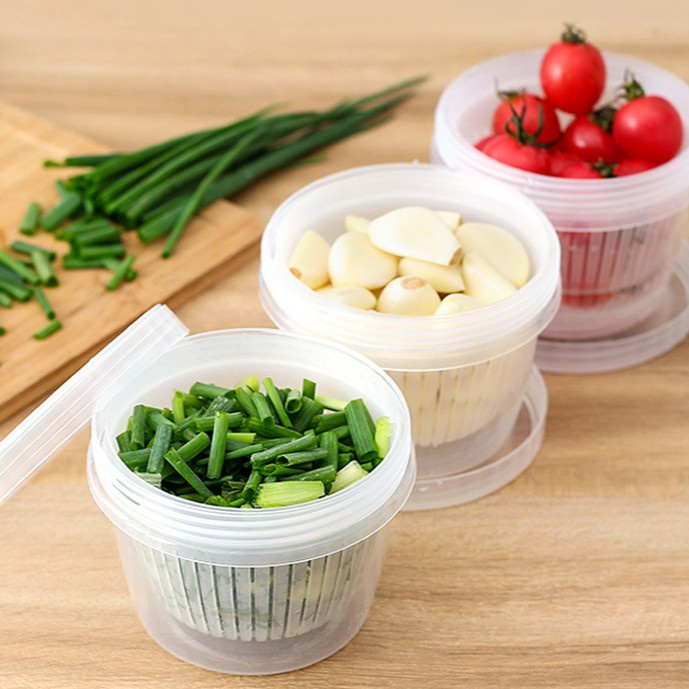 Kotak Toples Penyimpanan Buah + Tirisan Box / Tiris Sayur Container Kulkas