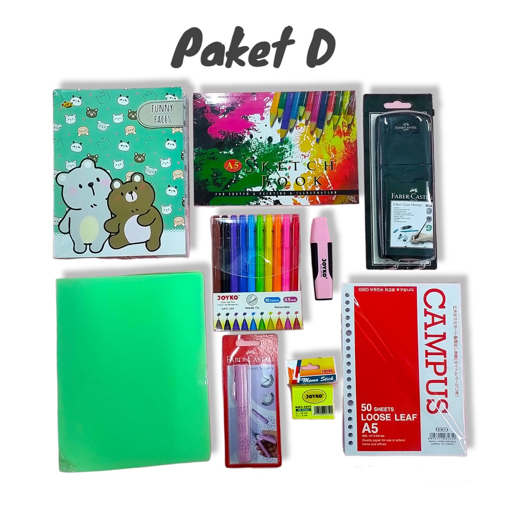 

Set Alat Tulis Sekolah 9 in 1 Paket Bundling Alat Tulis Sekolah Set Stationarry Paket D - AGB