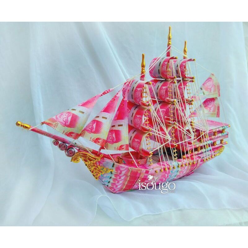 Layout Kapal Layar 4 Dimensi Uang mainan | Mahar Seserahan Nikah | Mahar Akrilik