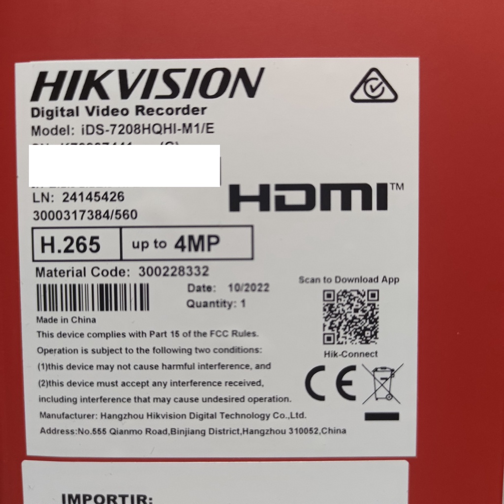 DVR HIKVISION 8 channel iDS-7208HQHI-M1/E 5 MP 5MP resmi