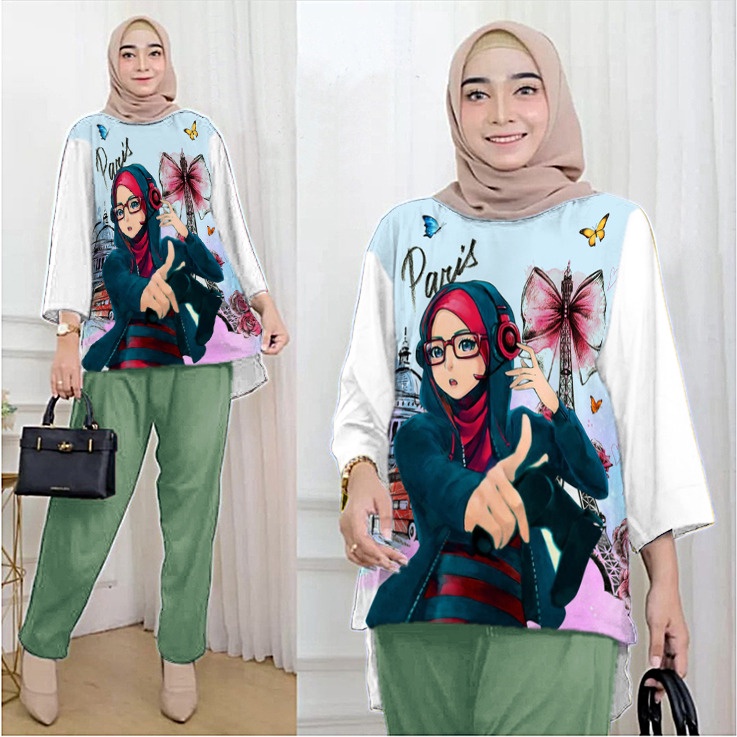 RILLO - ONESET CELANA ATASAN OVERSIZE WANITA HIJAB PARIS