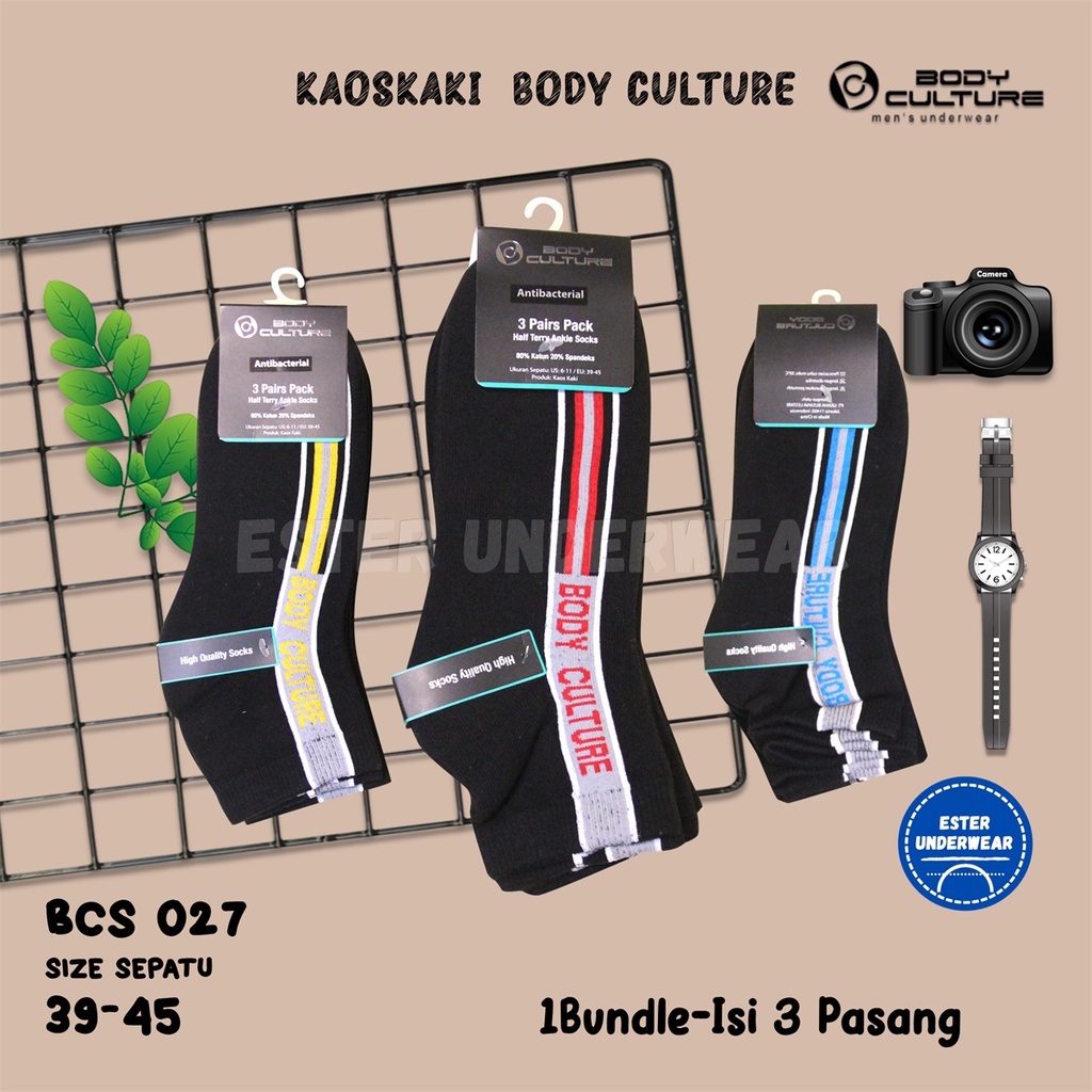 Body Culture BCS027 Kaos Kaki Ankle Bundle Isi 3 Pasang