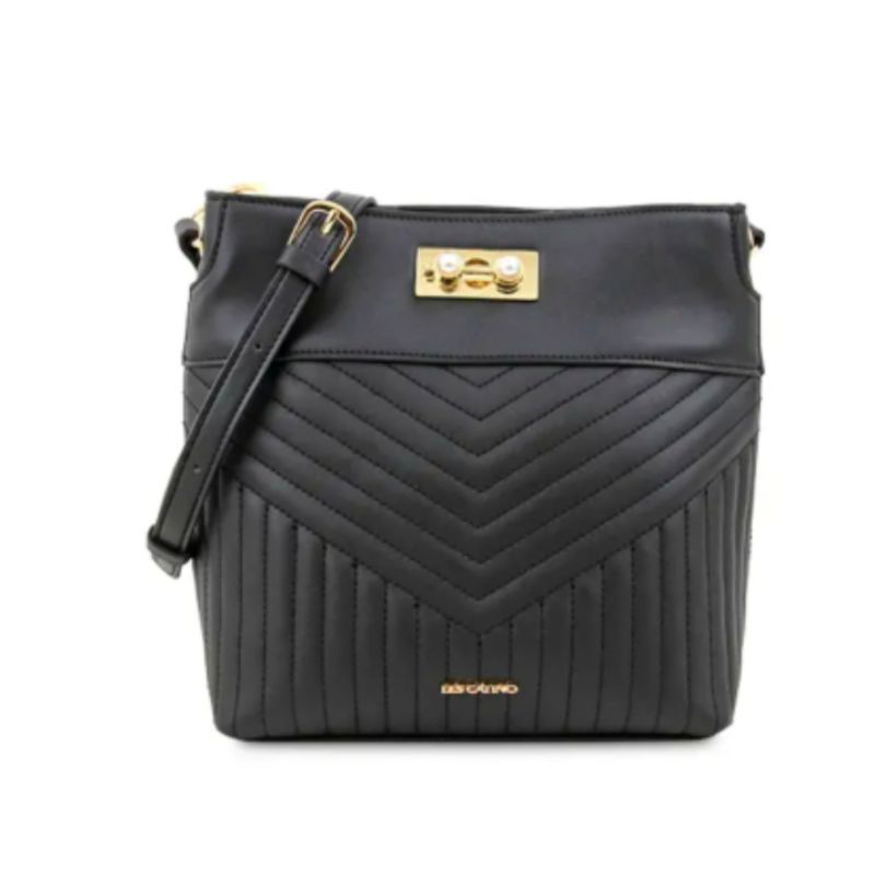 Tas Selempang Les Catino Hatzel Bucket Crossbody Quilted Black/8