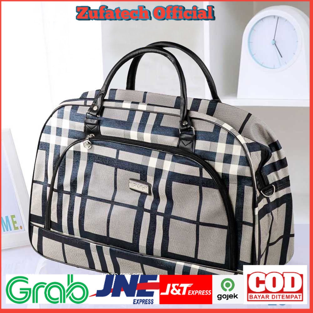 RAIMIQI SEMOR Tas Travel Jinjing Duffle Bag 20 Inch Black Gray Grid - CB001 - No Color