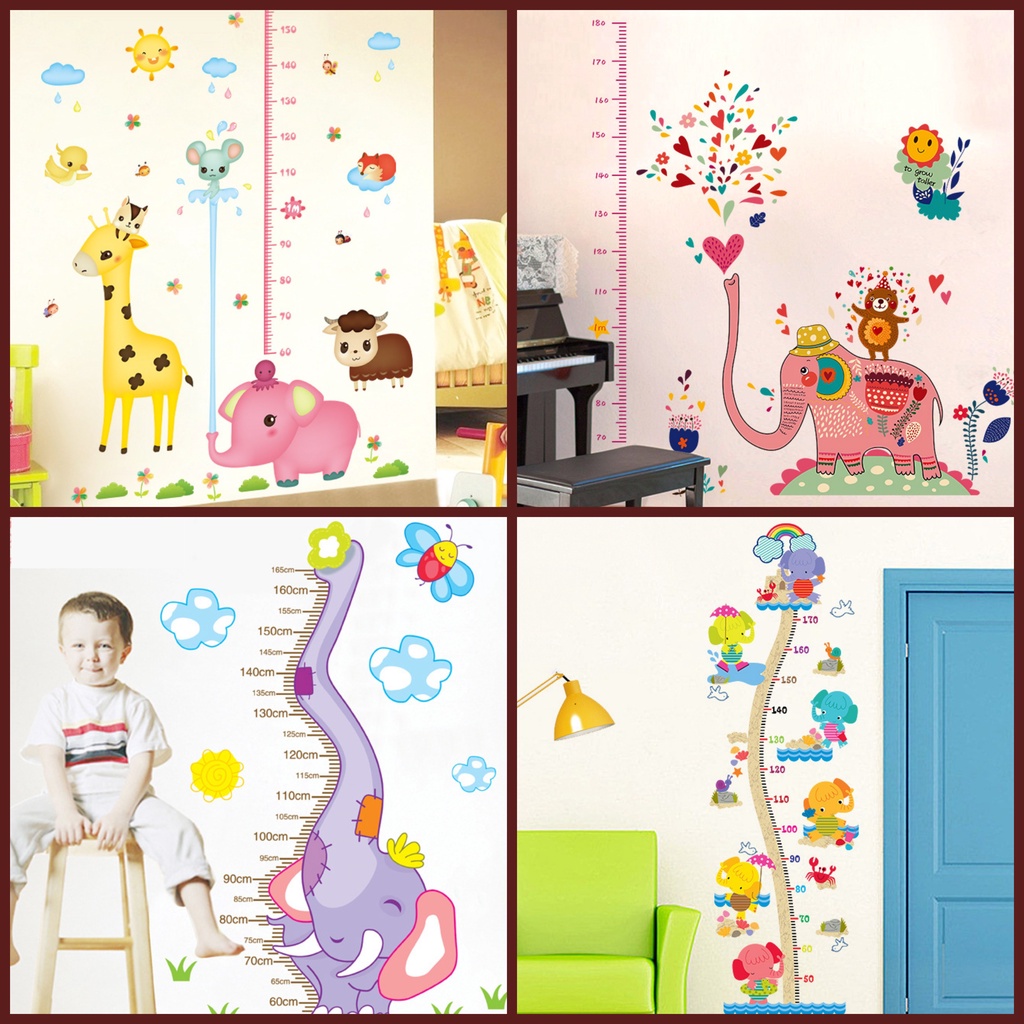 RELIZA WALL STICKER PENGUKUR TINGGI BADAN ANAK HEWAN GROW UP ANIMAL STIKER DINDING LDR29