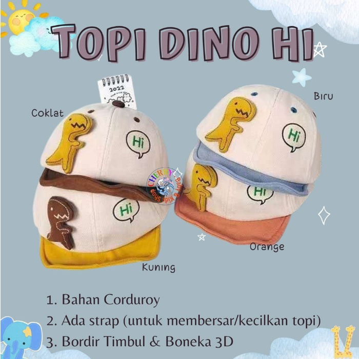 HIGH QUALITY IMPORT Topi baseball T-Rex Trex Dino / Hi Dino Dinosaurus Bahan Katun CBKS VC