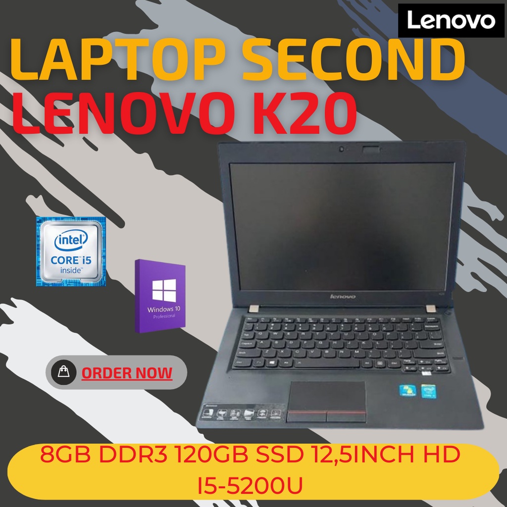 Laptop Second  LENOVO K20 80 0Q00 Core i5 5200U 8GB DDR3 120GB SSD 12.5inch Win10 Pro